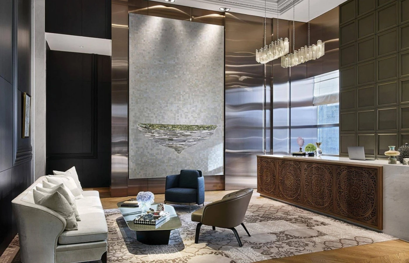 Hotel Curved Reception Desk-Smart Layout Behind the Clean Look Hotel Curved Reception Desk-Smart Layout Behind the Clean Look
